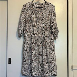 Pure Collection Women's Long Sleeve Patterned Dress - Black, White, Orange